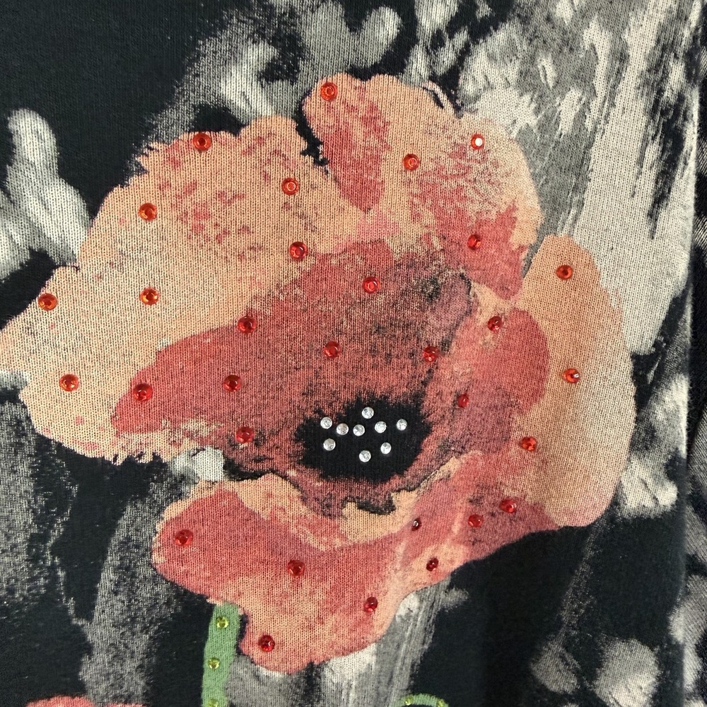 Jess & Jane Top Sparkly Gems Floral Bloom Core Artsy Art-to-Wear Maximalist 1X - Picture 6 of 13